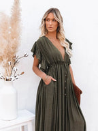 Summer Beach Maxi Dress Women Boho Long Bikini Cover Up High Waist Casual V-Neck Dresses nowadaysfashion