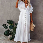 Summer Beach Maxi Dress Women Boho Long Bikini Cover Up High Waist Casual V-Neck Dresses nowadaysfashion