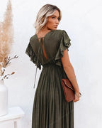 Summer Beach Maxi Dress Women Boho Long Bikini Cover Up High Waist Casual V-Neck Dresses nowadaysfashion