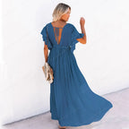 Summer Beach Maxi Dress Women Boho Long Bikini Cover Up High Waist Casual V-Neck Dresses nowadaysfashion