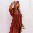 Summer Beach Maxi Dress Women Boho Long Bikini Cover Up High Waist Casual V-Neck Dresses nowadaysfashion