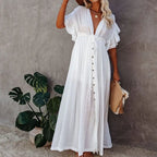 Summer Beach Maxi Dress Women Boho Long Bikini Cover Up High Waist Casual V-Neck Dresses nowadaysfashion