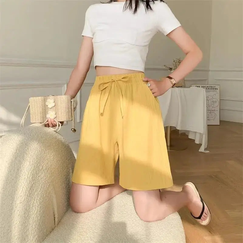 Summer Cotton Linen Loose Women's Shorts Casual Straight Short Pants Harajuku - Blade & Thread