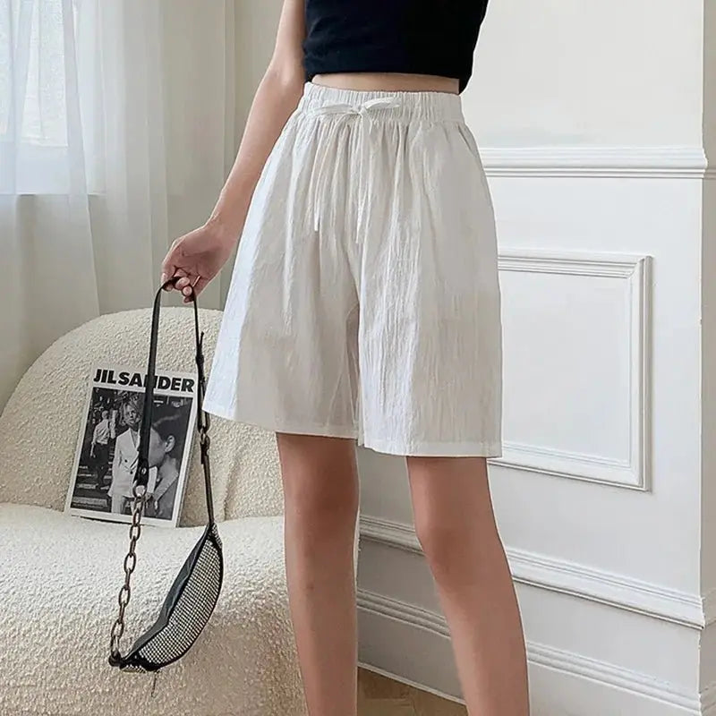 Summer Cotton Linen Loose Women's Shorts Casual Straight Short Pants Harajuku - Blade & Thread
