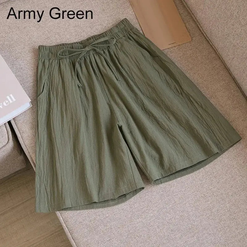 Summer Cotton Linen Loose Women's Shorts Casual Straight Short Pants Harajuku - Blade & Thread