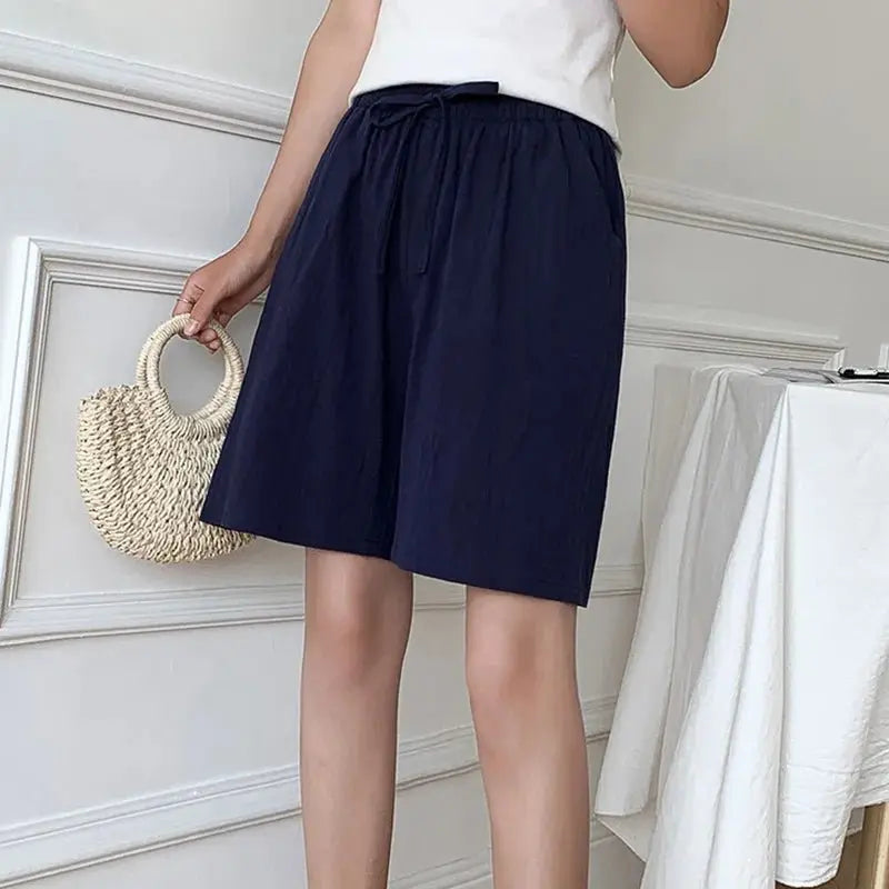 Summer Cotton Linen Loose Women's Shorts Casual Straight Short Pants Harajuku - Blade & Thread