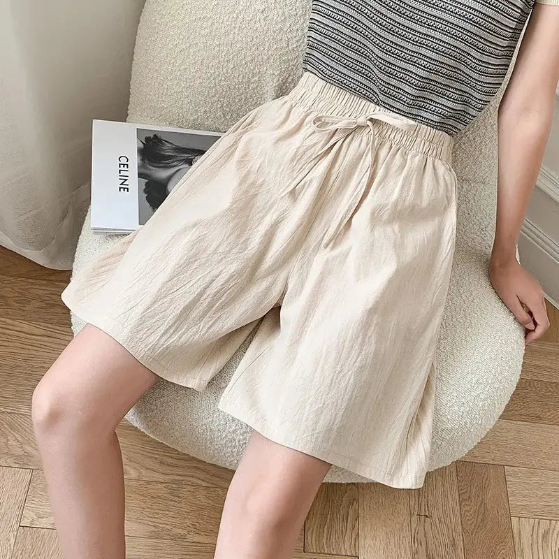 Summer Cotton Linen Loose Women's Shorts Casual Straight Short Pants Harajuku - Blade & Thread