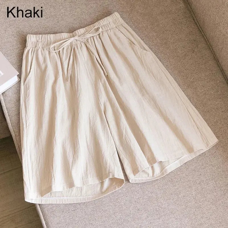 Summer Cotton Linen Loose Women's Shorts Casual Straight Short Pants Harajuku nowadaysfashion