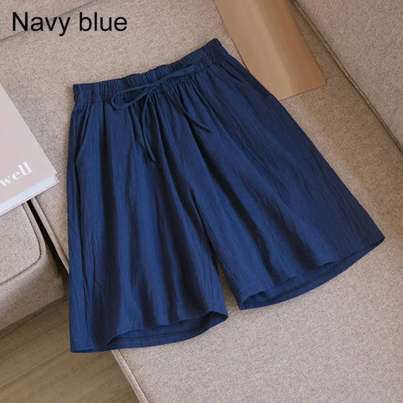 Summer Cotton Linen Loose Women's Shorts Casual Straight Short Pants Harajuku - Blade & Thread