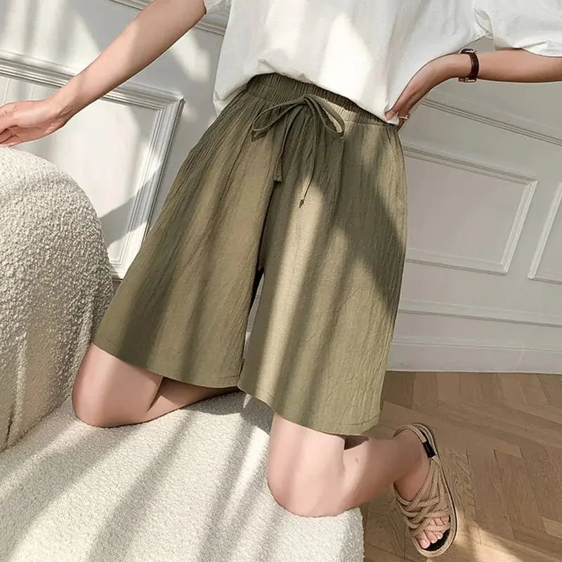 Summer Cotton Linen Loose Women's Shorts Casual Straight Short Pants Harajuku - Blade & Thread