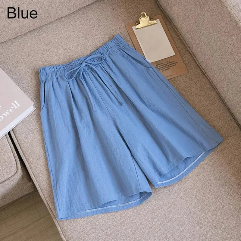 Summer Cotton Linen Loose Women's Shorts Casual Straight Short Pants Harajuku - Blade & Thread