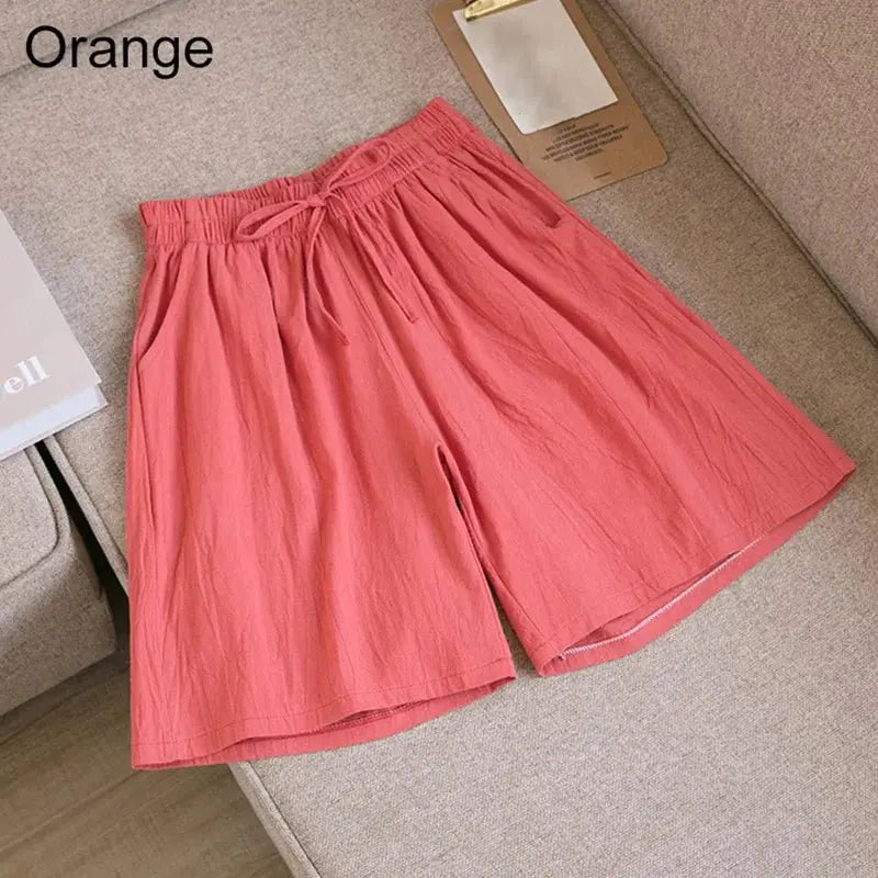 Summer Cotton Linen Loose Women's Shorts Casual Straight Short Pants Harajuku - Blade & Thread