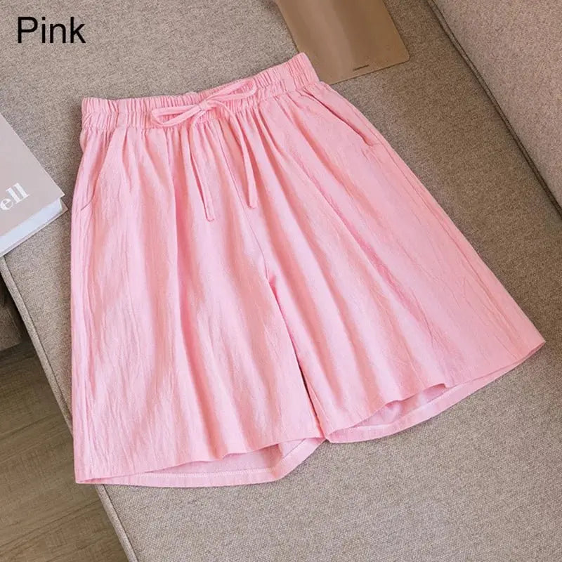Summer Cotton Linen Loose Women's Shorts Casual Straight Short Pants Harajuku - Blade & Thread