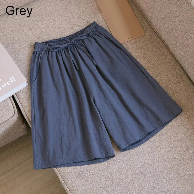 Summer Cotton Linen Loose Women's Shorts Casual Straight Short Pants Harajuku - Blade & Thread