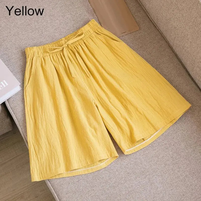 Summer Cotton Linen Loose Women's Shorts Casual Straight Short Pants Harajuku - Blade & Thread