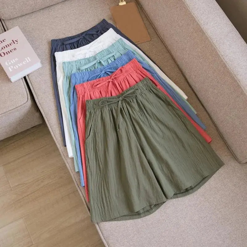 Summer Cotton Linen Loose Women's Shorts Casual Straight Short Pants Harajuku nowadaysfashion