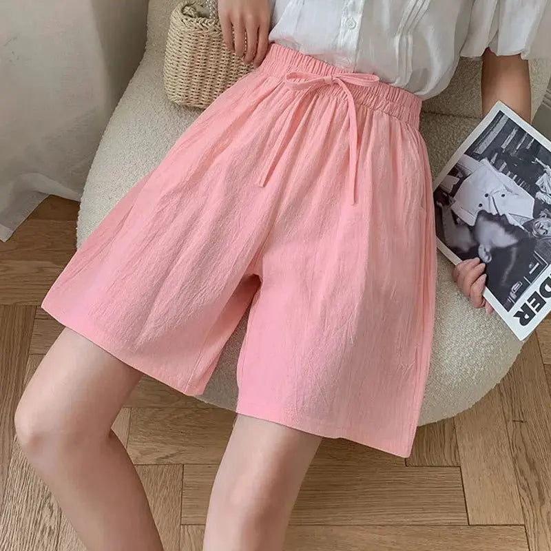 Summer Cotton Linen Loose Women's Shorts Casual Straight Short Pants Harajuku - Blade & Thread