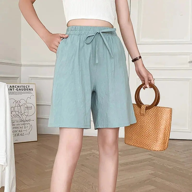 Summer Cotton Linen Loose Women's Shorts Casual Straight Short Pants Harajuku - Blade & Thread