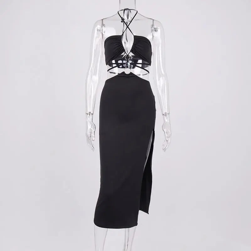 Summer Dress For Women Sexy Cutout Lace-up High Slit Maxi Long Dresses - Blade & Thread