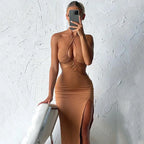 Summer Dress For Women Sexy Cutout Lace-up High Slit Maxi Long Dresses nowadaysfashion