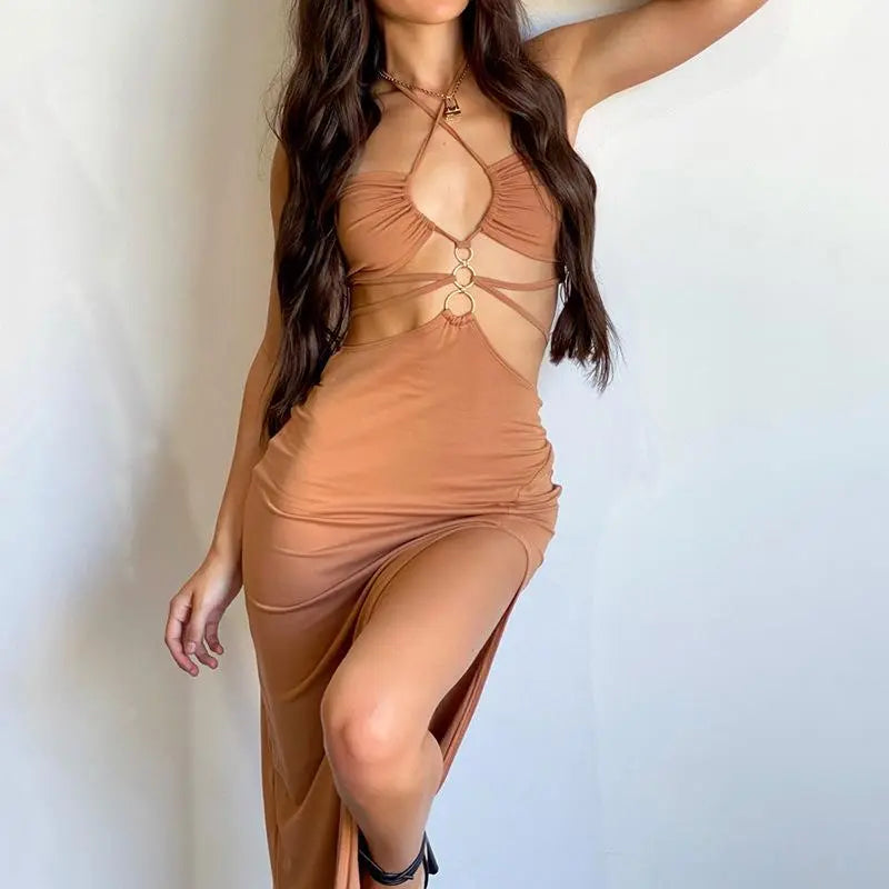 Summer Dress For Women Sexy Cutout Lace-up High Slit Maxi Long Dresses - Blade & Thread