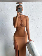 Summer Dress For Women Sexy Cutout Lace-up High Slit Maxi Long Dresses nowadaysfashion