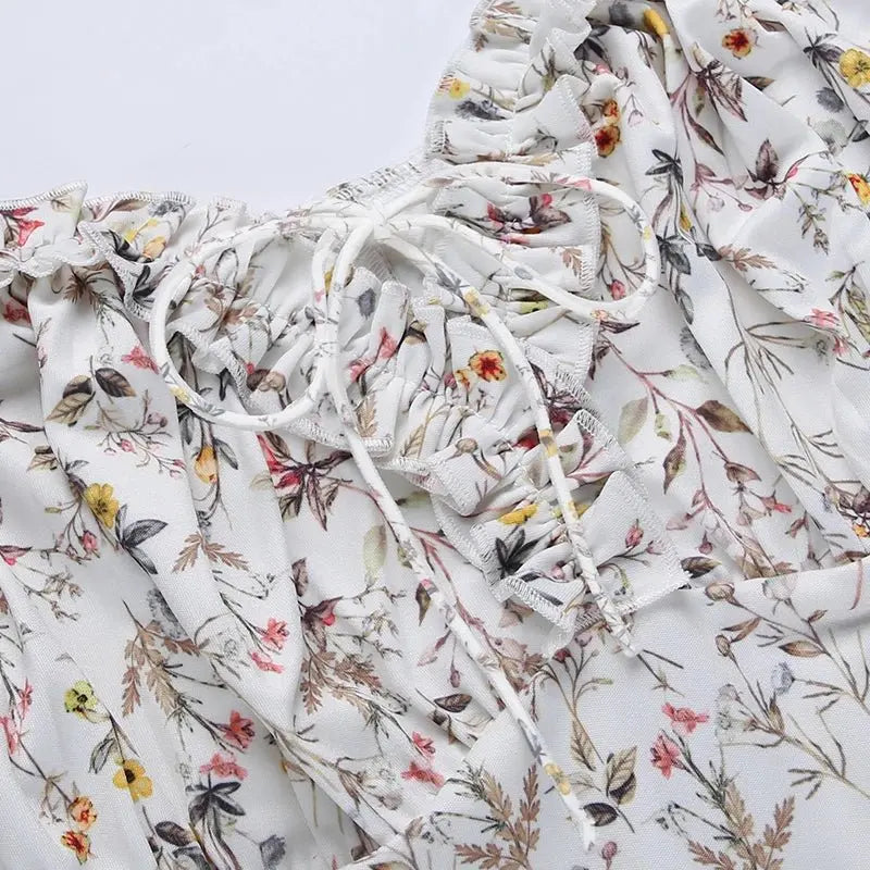 Summer Floral Off Shoulder Puff Sleeve Maxi Dress - Blade & Thread
