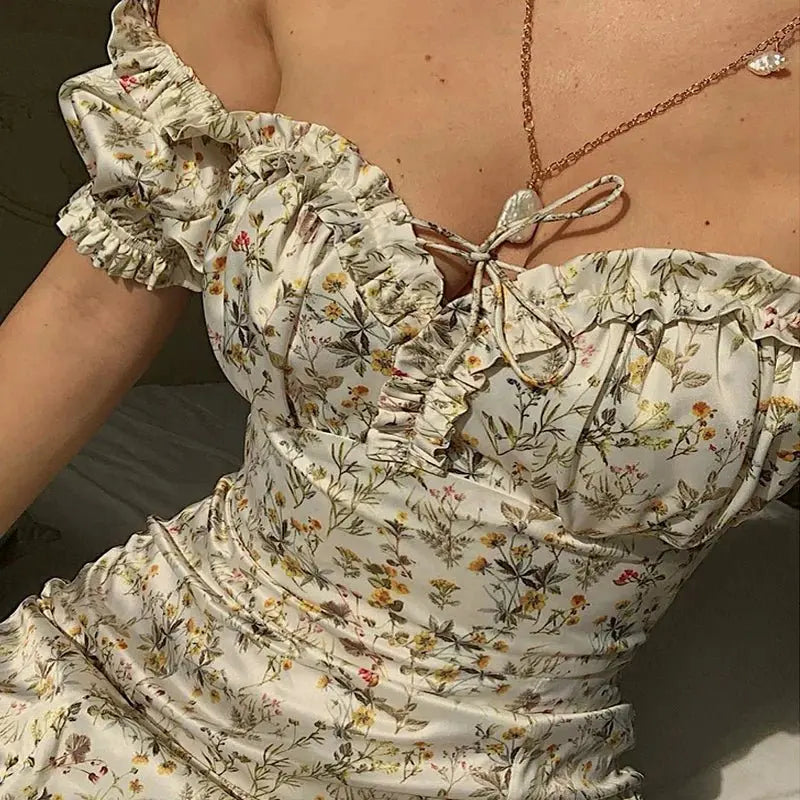 Summer Floral Off Shoulder Puff Sleeve Maxi Dress - Blade & Thread