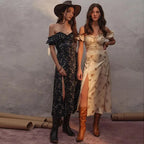 Summer Floral Off Shoulder Puff Sleeve Maxi Dress nowadaysfashion