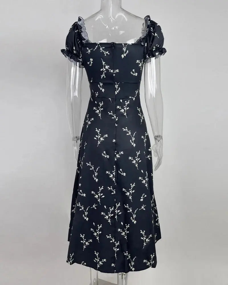 Summer Floral Off Shoulder Puff Sleeve Maxi Dress - Blade & Thread