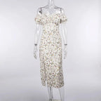 Summer Floral Off Shoulder Puff Sleeve Maxi Dress nowadaysfashion