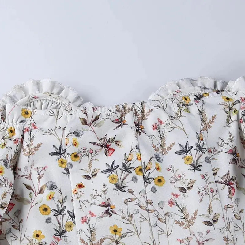 Summer Floral Off Shoulder Puff Sleeve Maxi Dress - Blade & Thread