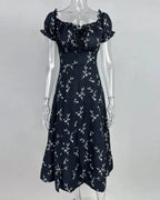 Summer Floral Off Shoulder Puff Sleeve Maxi Dress nowadaysfashion