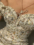 Summer Floral Off Shoulder Puff Sleeve Maxi Dress nowadaysfashion