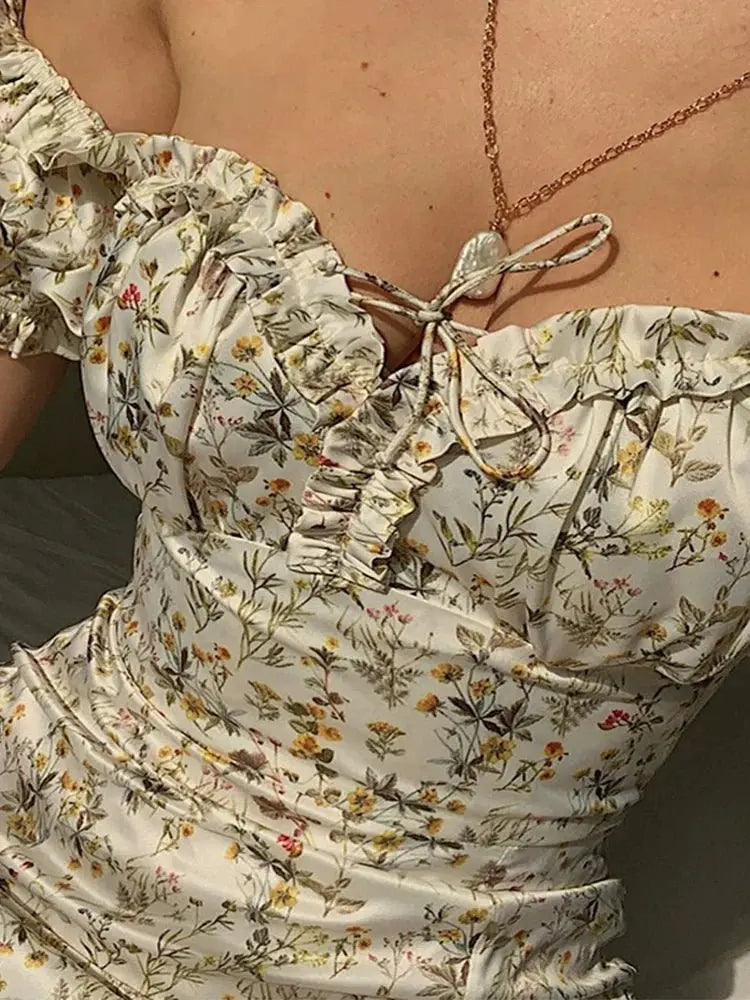 Summer Floral Off Shoulder Puff Sleeve Maxi Dress - Blade & Thread