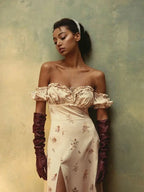 Summer Floral Off Shoulder Puff Sleeve Maxi Dress nowadaysfashion