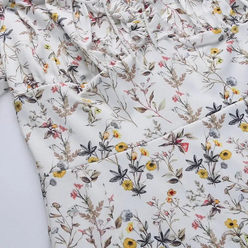 Summer Floral Off Shoulder Puff Sleeve Maxi Dress - Blade & Thread