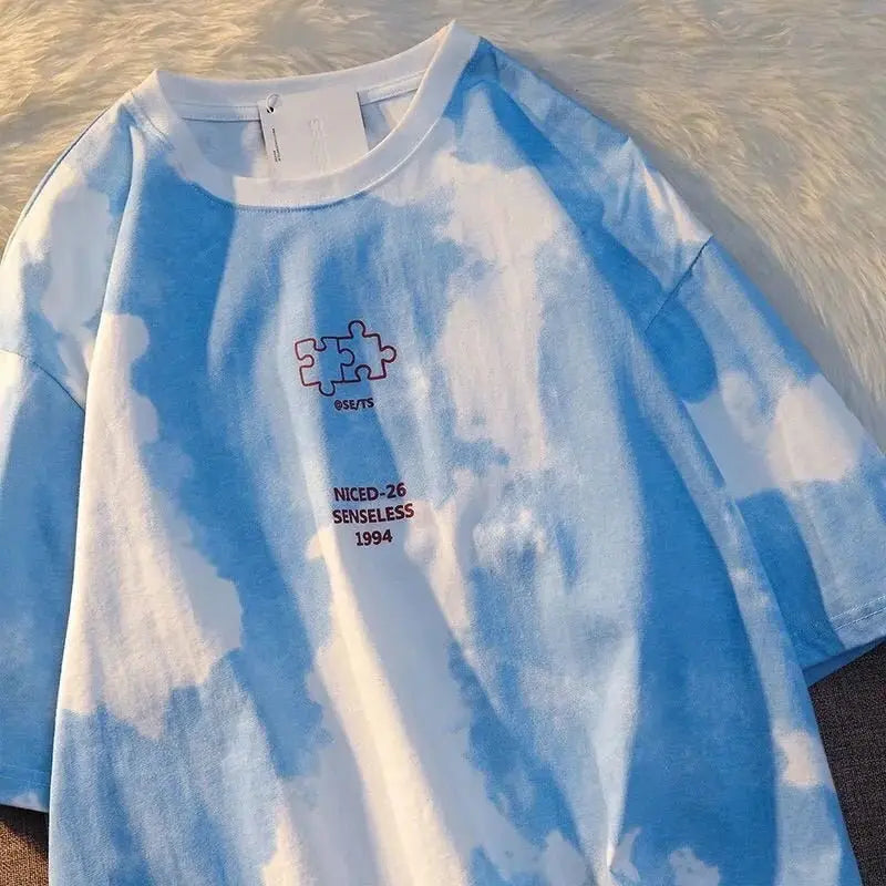 Summer Full Print Cartoon Bear Kawaii Short-Sleeved T-Shirt Loose Harajuku Casual - Blade & Thread