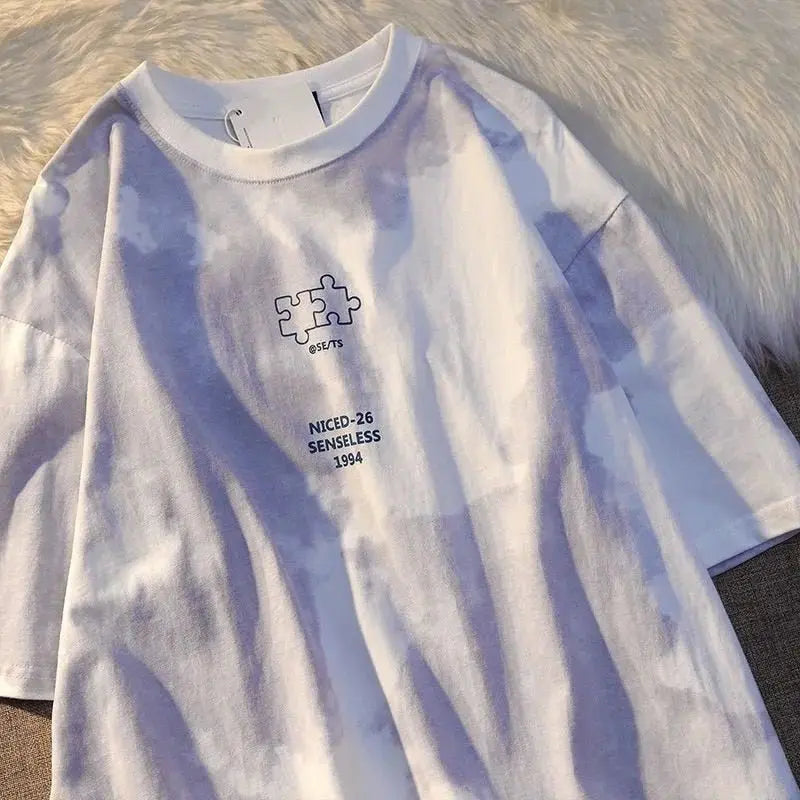 Summer Full Print Cartoon Bear Kawaii Short-Sleeved T-Shirt Loose Harajuku Casual - Blade & Thread