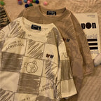 Summer Full Print Cartoon Bear Kawaii Short-Sleeved  T-Shirt Loose Harajuku Casual nowadaysfashion