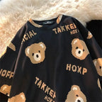 Summer Full Print Cartoon Bear Kawaii Short-Sleeved  T-Shirt Loose Harajuku Casual nowadaysfashion