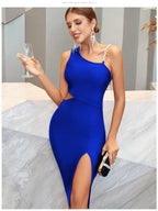 Summer Hollow Out Bandage Dress For Women Sexy Sleeveless Diamonds Evening nowadaysfashion