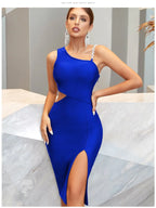 Summer Hollow Out Bandage Dress For Women Sexy Sleeveless Diamonds Evening nowadaysfashion