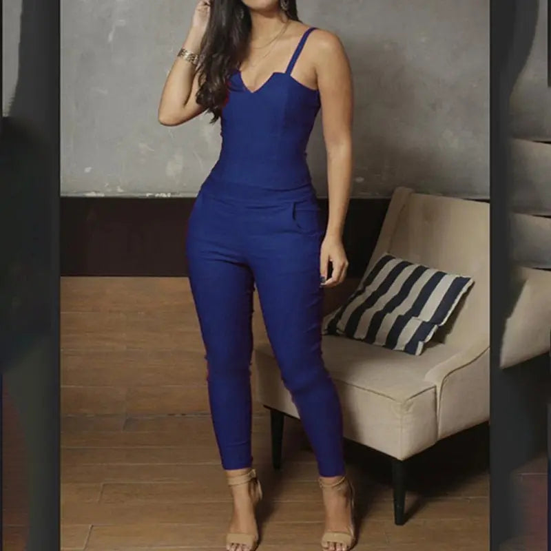 Summer jumpsuit Ladies Sling sleeveless Black Sexy Jumpsuit V-neck Cloth nowadaysfashion