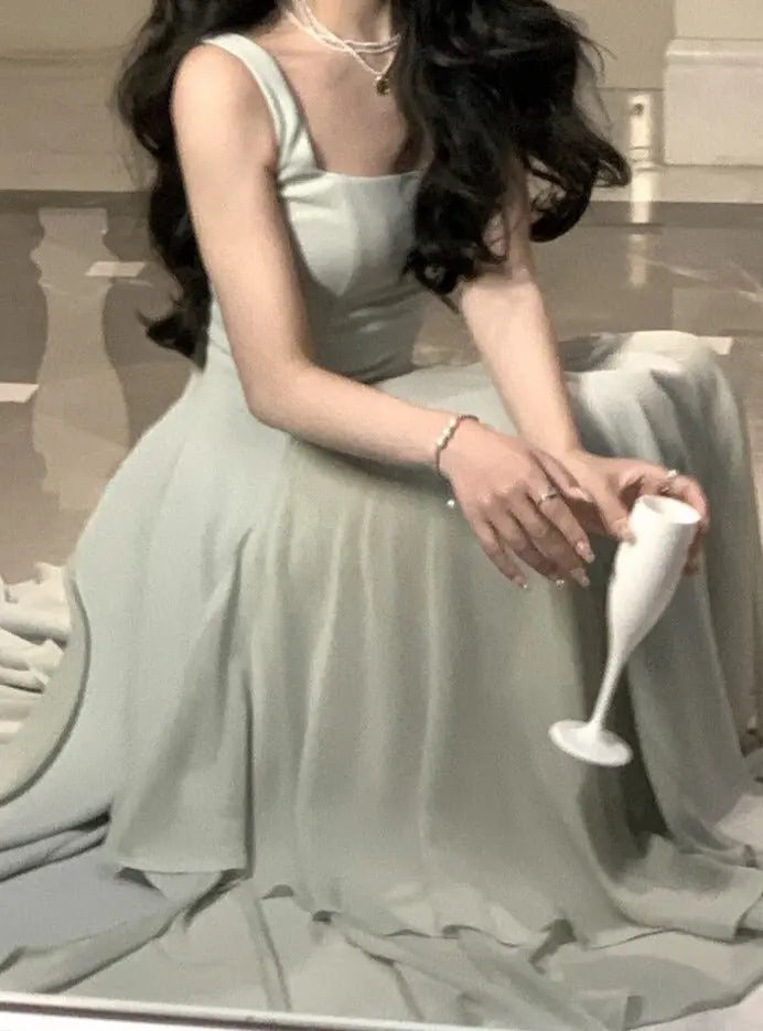 Summer Ladies Vestidos Spaghetti Strap Slim Waist Mesh Patchwork Women Dress - Blade & Thread