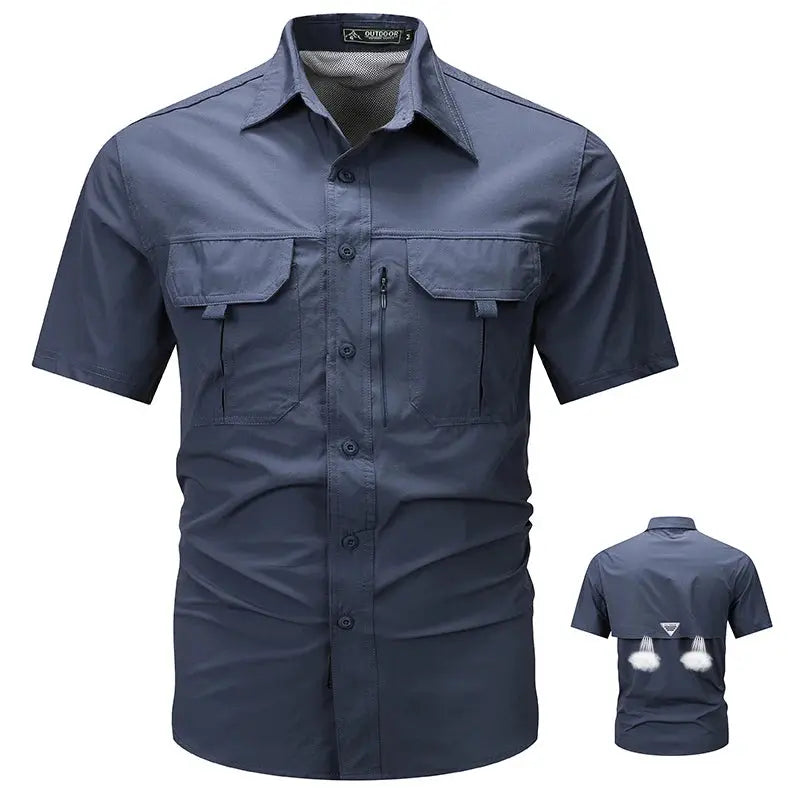 Summer Men Short Sleeve Shirt Men Breathable Tactical Work Shirt Tops Outdoor Casual Quick Dry Multi-pocket Camping Cargo Shirts Men Cloth Factory Store