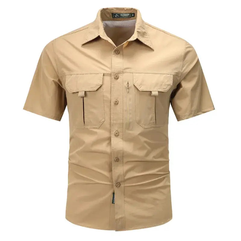 Summer Men Short Sleeve Shirt Men Breathable Tactical Work Shirt Tops Outdoor Casual Quick Dry Multi-pocket Camping Cargo Shirts Men Cloth Factory Store