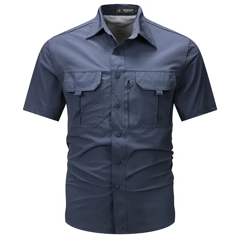 Summer Men Short Sleeve Shirt Men Breathable Tactical Work Shirt Tops Outdoor Casual Quick Dry Multi-pocket Camping Cargo Shirts Men Cloth Factory Store