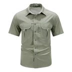 Summer Men Short Sleeve Shirt Men Breathable Tactical Work Shirt Tops Outdoor Casual Quick Dry Multi-pocket Camping Cargo Shirts Men Cloth Factory Store