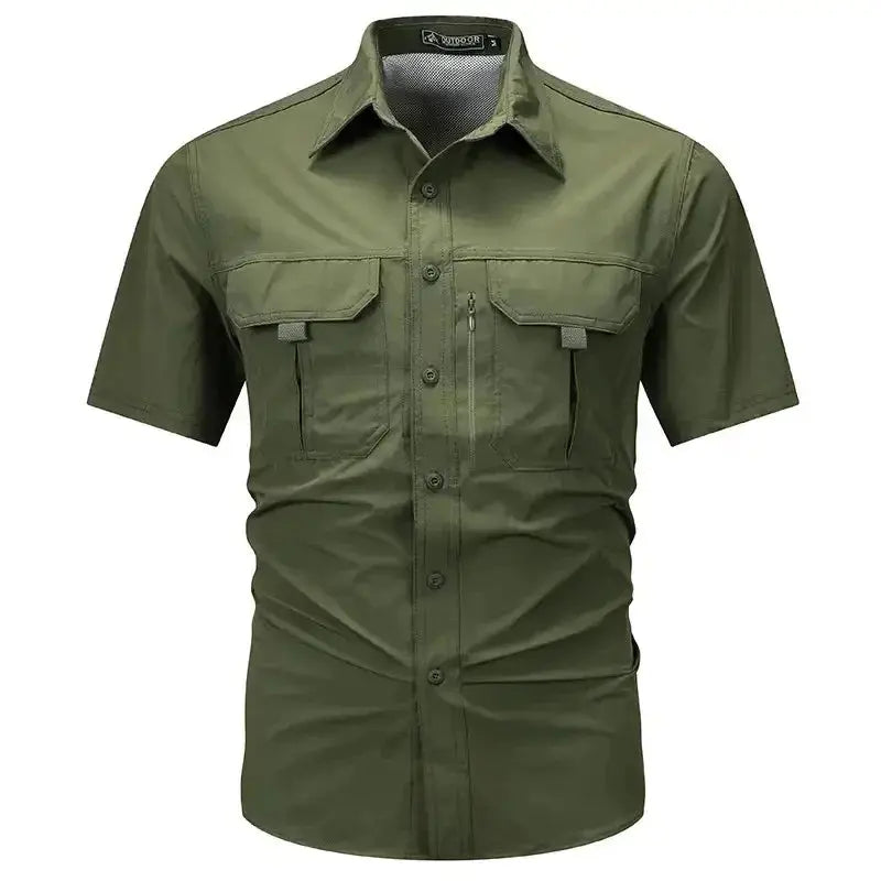 Summer Men Short Sleeve Shirt Men Breathable Tactical Work Shirt Tops Outdoor Casual Quick Dry Multi-pocket Camping Cargo Shirts Men Cloth Factory Store